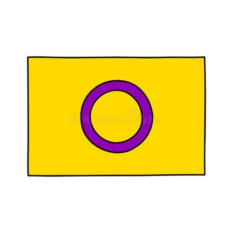 Intersex Pride Flag Doodle Icon Vector Color Line Illustration Stock