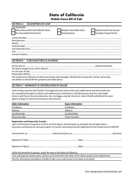 Free California Bill Of Sale Form Pdf Template Legaltemplates Images