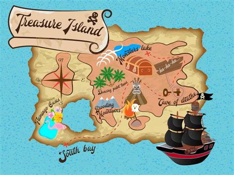 Mapa Do Pirata Da Ilha Do Tesouro Para A Procura Ilustra O Do Vetor