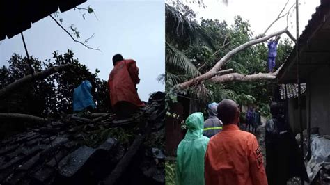 Hujan Deras Di Kota Banjar Rumah Warga Tertimpa Pohon Tumbang