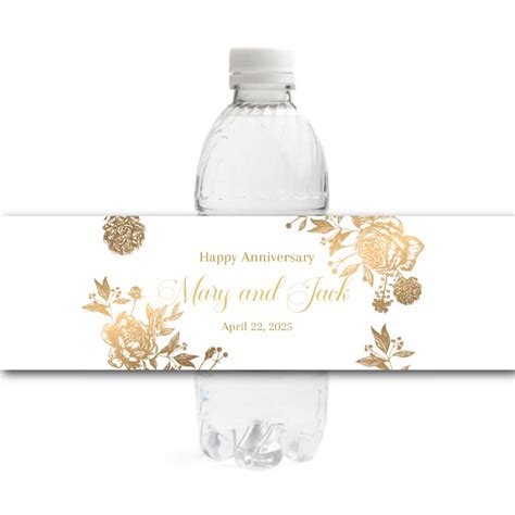 Floral Anniversary Water Bottle Labels Announce It