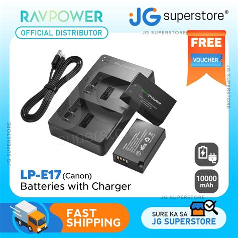 RAVPower LP E17 Battery Charger And 2 Pack Rechargeable Li Ion