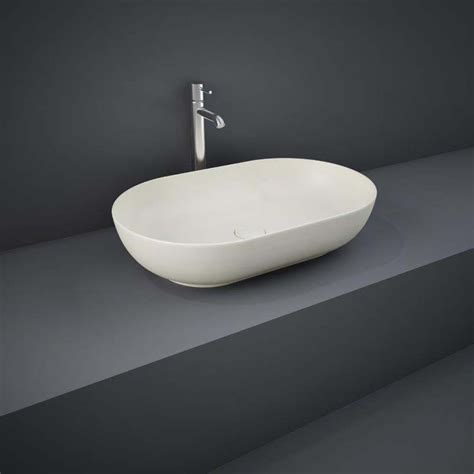 Lavabo Sobre Encimera Oval Moderno Color Greige Opaco 550mm X 350mm