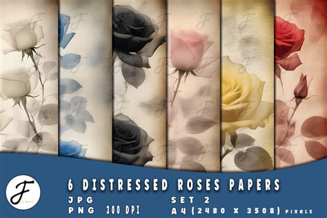 Distressed Roses Papers Set Graphic By Joaquin Fernandez Creative