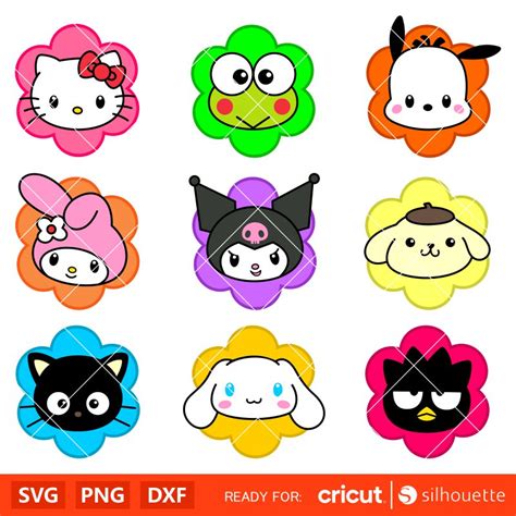 Flower Sanrio Characters Bundle Svg Sanrio Svg Hello Kitty Svg