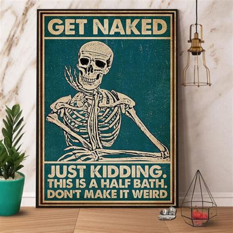 Skeleton Get Naked Just Kidding Retro Green Canvas Daymira Wear For