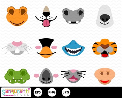 Animal Faces Clipart Nose And Mouth Clipart Animal Digital Etsy