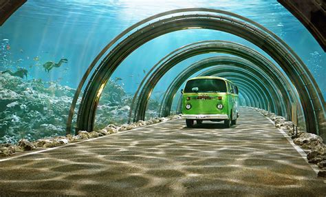 3D model Underwater Tunnel Road with Views VR / AR / low-poly | CGTrader