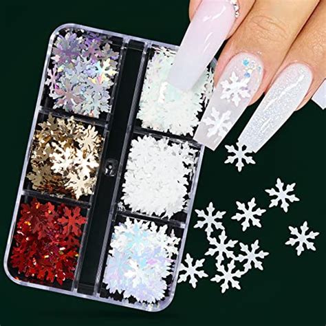 Amazon Snowflake Glitter Nail Sequins Grids D Colorful