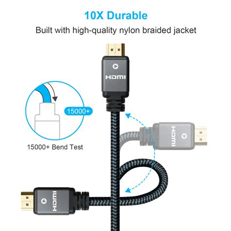 Yauhody 8k Hdmi 21 Cable 3ft 48gbps Ultra High Speed Heavy Duty Nylon