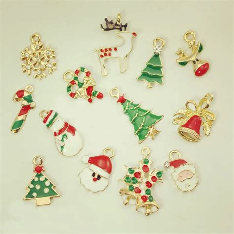 10pcs Christmas Charm Fashion Jewelry Metal Charms Plated Zircon