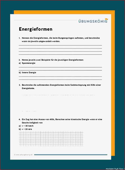 Energieformen Kostenlose Arbeitsblätter Und Unterrichtsmaterial 61536