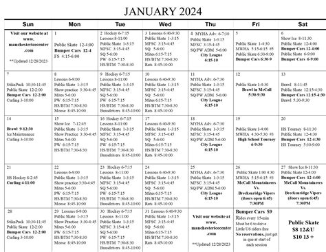 Ice Schedule – Manchester Ice & Events Center