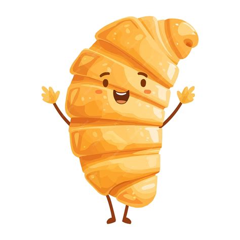 Un Personaje De Dibujos Animados De Croissant Con Brazos Y Piernas En