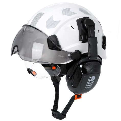 Ce Construction Safety Helmet With Visor Built In Goggles Earmuffs For