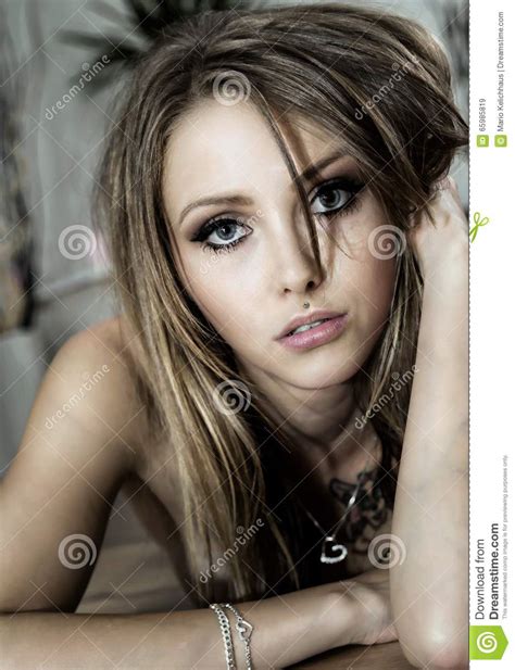 Pretty Woman Stock Image Image Of Trendy Cute Hair 65985819