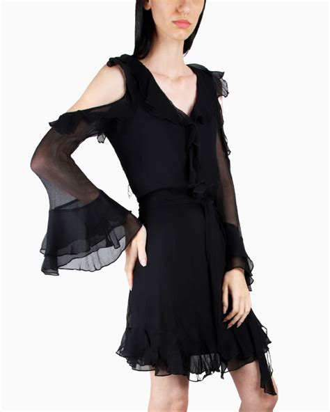 Vestido Diane Von Furstenberg Original Seda Babados Preto Feminino