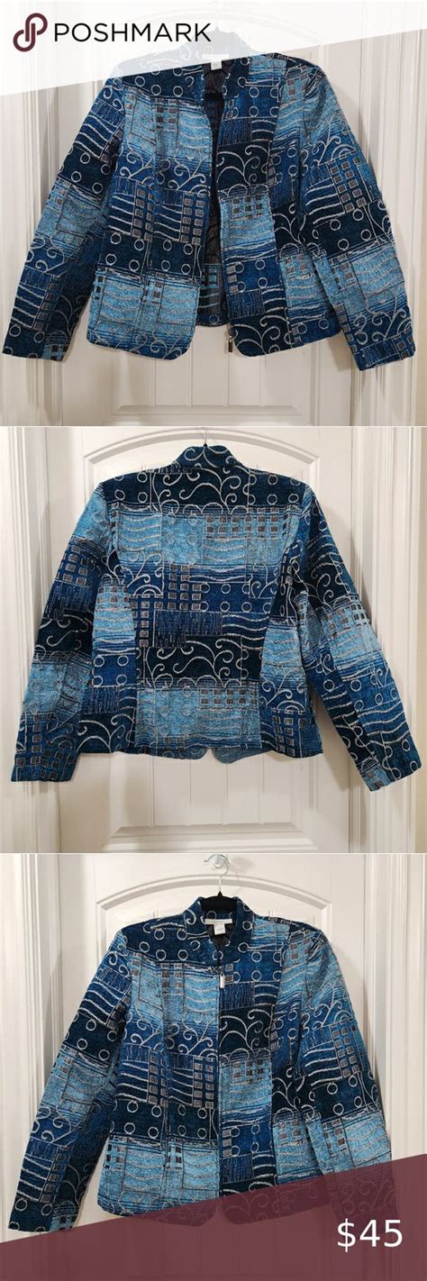 NWOT Dress Barn Blue Multi Patterned Jacket L Jackets Dress Style