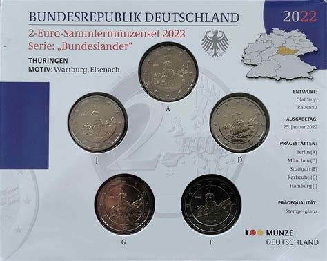 Deutschland Euro Gedenkm Nzensatz Th Ringen Wartburg