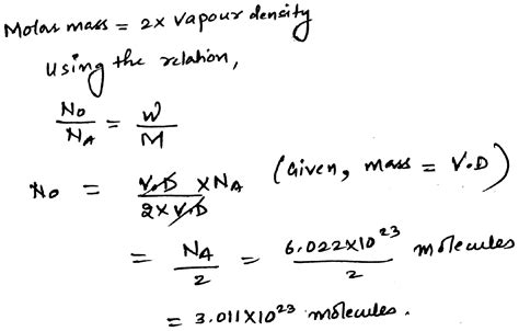 Calculate The Number Of Molecules Present In A Gas Having Mass In G