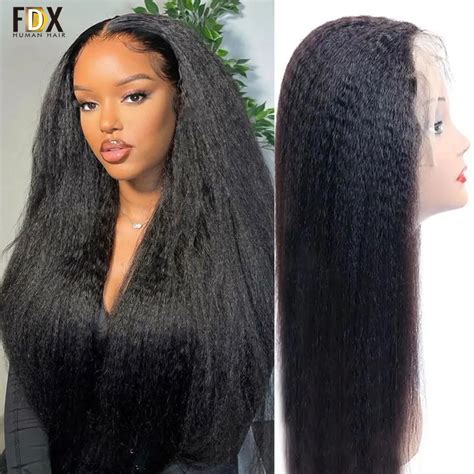 Fdx Kinky Straight Wig 30 32 Inch 4x4 5x5 6x6 Closure Wig Brazilian