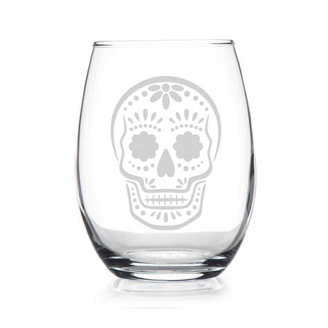 Sugar Skull Stemless Wine Glass Sugar Skull T Ideas Sugar Skull Wine Glass Halloween Wine