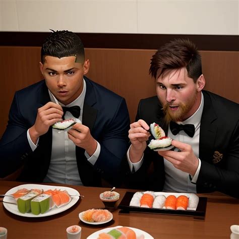 Dreamshaper Prompt Ronaldo And Messi Eating Sushi Prompthero