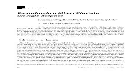 Recordando A Albert Einstein Un Siglo Después · Ello Fue Así Debido