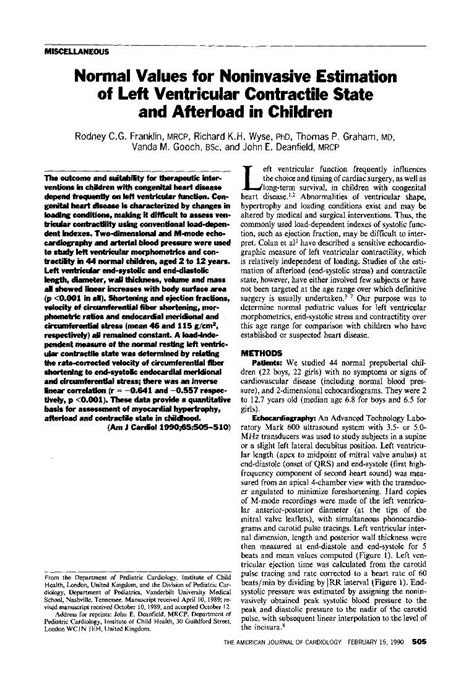 Pdf Normal Values For Noninvasive Estimation Of Left Ventricular