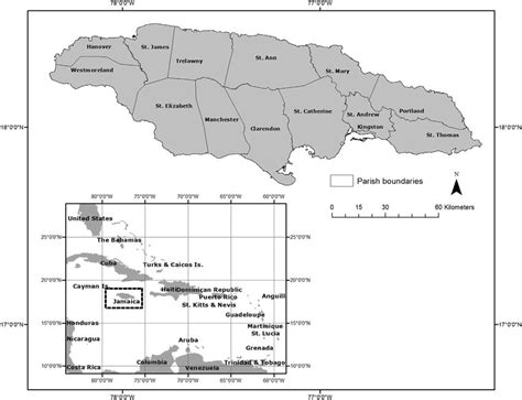 Political Map Of Jamaica Showing Parish Boundaries Download