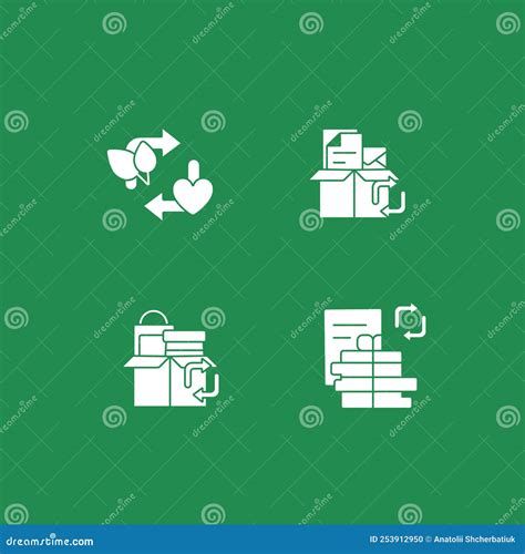 Recycled Materials Glyph Icons Set Stock Vector Illustration Of