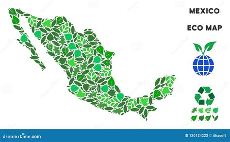 Mapa De México De La Composición Del Verde De La Ecología Del Vector