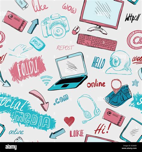 Seamless Doodle Blog Social Media Comunicaci N Ilustraci N Vectorial De