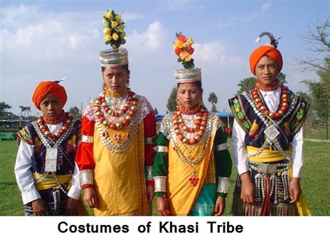 Costumes Of Garo Khasi And Jaintia Tribes In Meghalaya