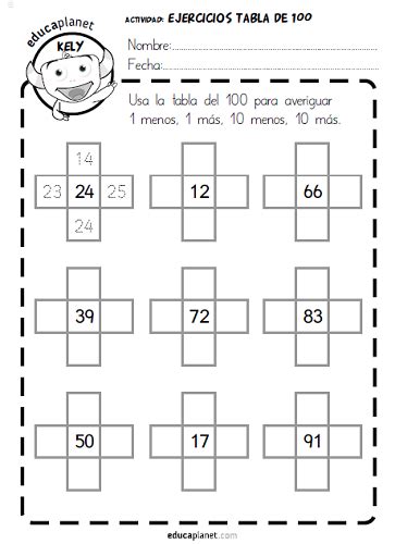 Tabla Del 100 Fichas Gratis Y Ejercicios Números Educaplanet Apps