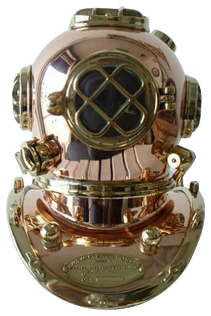 Polished Brass And Copper Mark V Dive Helmet Beach Style