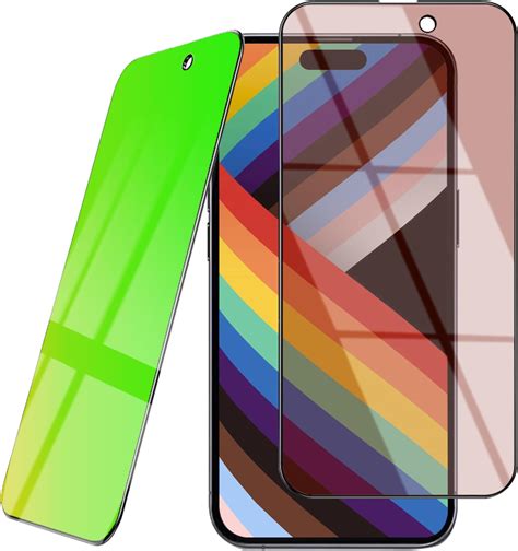 Stilluxy 2 Pack Gradient For Iphone 15 Pro Privacy Screen Protector Tempered Glass