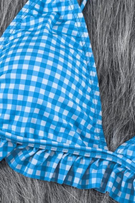 Plaid Triangle Bikini Angel Croshet