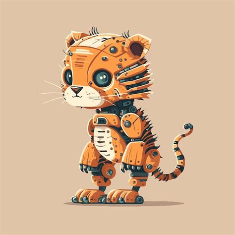 Robot Tigre Cyborg M Quina Car Cter Logo Mascota Vector Ilustraci N