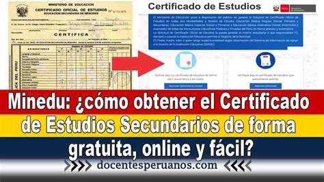 Minedu Certificado De Estudios Secundarios Image To U