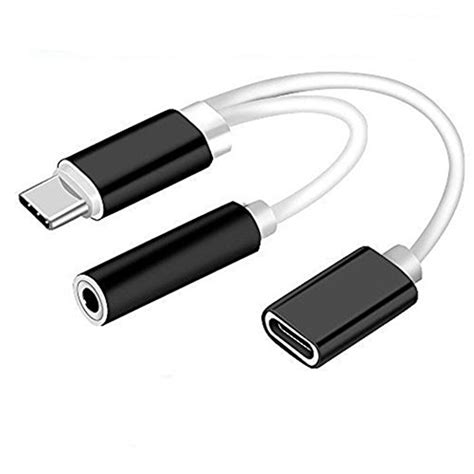 2 In 1 USB Type C To 3 5mm Headphone Audio Aux Jack Charge Adapter