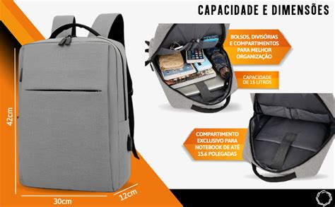 TOKSHOP Mochila para Notebook Reforçada Impermeável Entrada USB