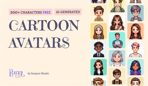 Cartoon Avatars | 200+ Free Characters | AI-generated Illustrations | Figma