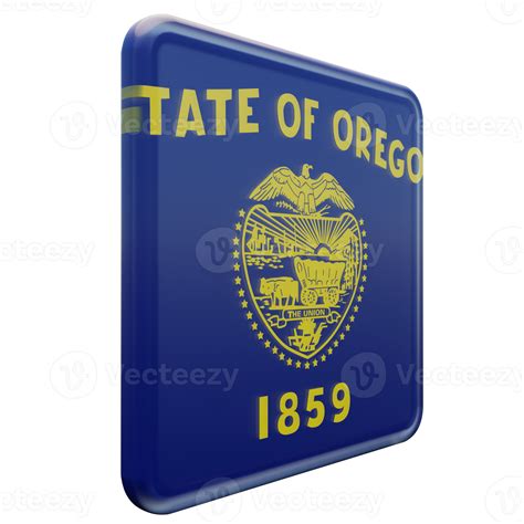 Oregon Left View 3d Textured Glossy Square Flag 10868536 Png