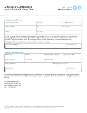 Fillable Online Agent Of Record AOR Change Form Fax Email Print