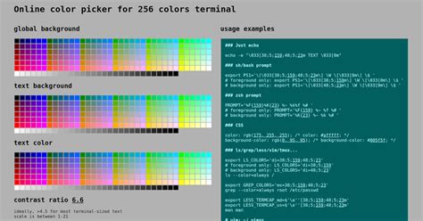 Online Color Picker For Terminal Color Palette Examples For Shell