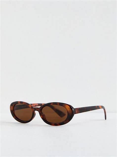 New Look Dark Brown Tortoiseshell Effect Oval Sunglasses Uk