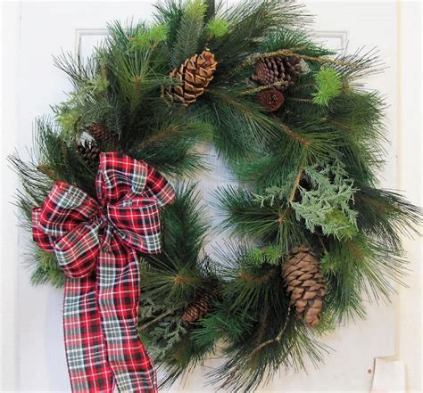 Large Artificial Pine Wreath Winter Pine Wreath For Door Etsy