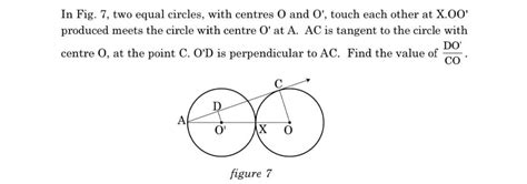 In The Figure Two Equal Circles With Centres O And O Touch Each