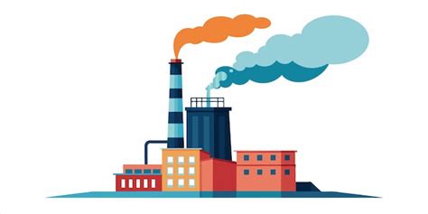 Premium Vector | A drawing of a factory with a factory in the background